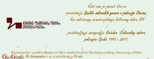 Prezentacija Gackih čakavskih govora i monografije