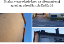 Oštećen krov na višestambenoj zgradi