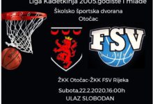 U subotu košarkaška utakmica ŽKK Otočac – ŽKK FSV Rijeka