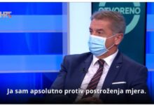 Milinović u Otvorenom: “Apsolutno sam protiv postroženja mjera jer se sadašnje mjere ne provode”
