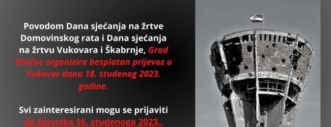 Grad Otočac organizira besplatan prijevoz u Vukovar povodom Dana sjećanja na žrtvu Vukovara