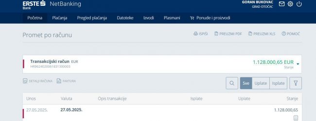 Gradonačelnik Bukovac objavio stanje računa Grada Otočca!